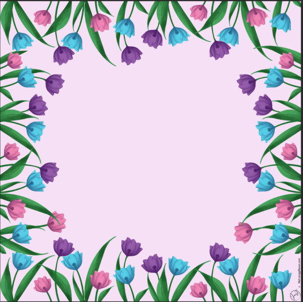 Colorful Tulip Mah Jongg Mat with Light Pink Background